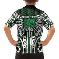 Custom Aotearoa Ngai Tahu Family Matching Off Shoulder Maxi Dress and Hawaiian Shirt Maori Tribal Pattern Mix Poutama