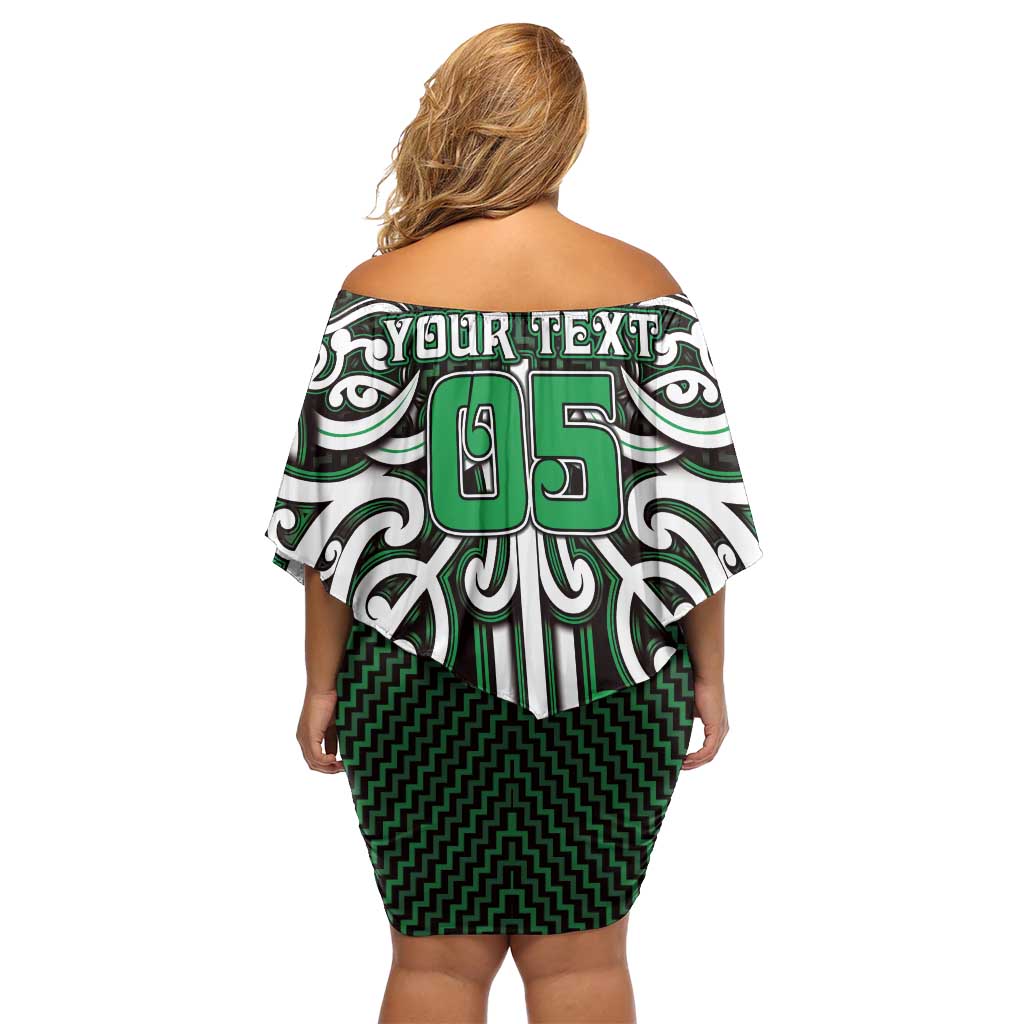 Custom Aotearoa Ngai Tahu Family Matching Off Shoulder Short Dress and Hawaiian Shirt Maori Tribal Pattern Mix Poutama
