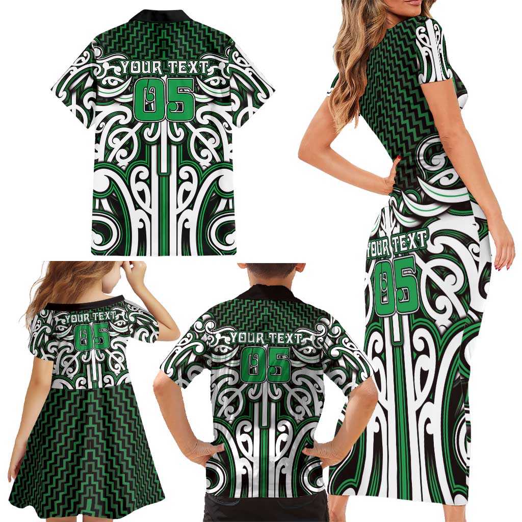 Custom Aotearoa Ngai Tahu Family Matching Short Sleeve Bodycon Dress and Hawaiian Shirt Maori Tribal Pattern Mix Poutama