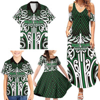 Custom Aotearoa Ngai Tahu Family Matching Summer Maxi Dress and Hawaiian Shirt Maori Tribal Pattern Mix Poutama