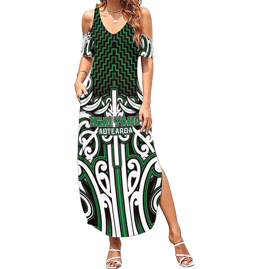 Custom Aotearoa Ngai Tahu Family Matching Summer Maxi Dress and Hawaiian Shirt Maori Tribal Pattern Mix Poutama