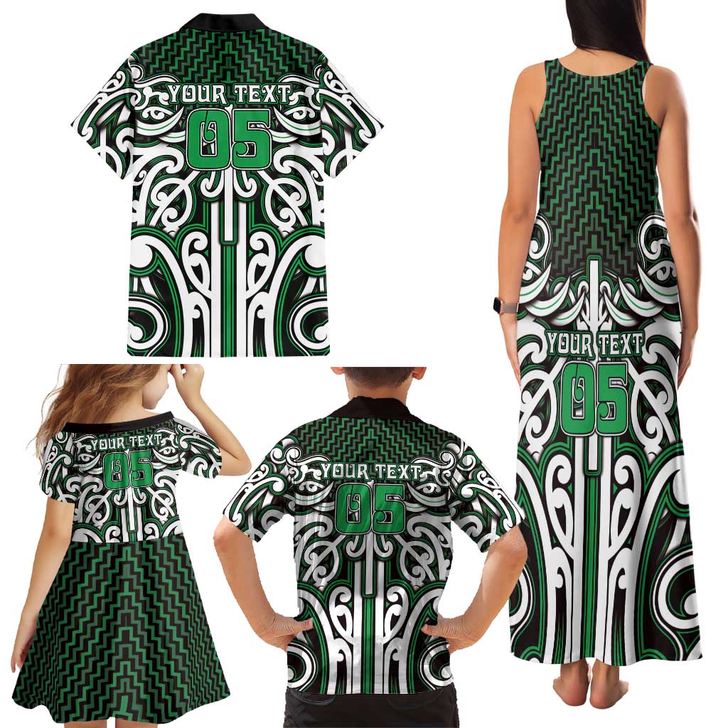 Custom Aotearoa Ngai Tahu Family Matching Tank Maxi Dress and Hawaiian Shirt Maori Tribal Pattern Mix Poutama