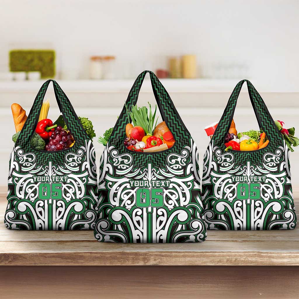 Custom Aotearoa Ngai Tahu Grocery Bag Maori Tribal Pattern Mix Poutama LT05 3-pack One Size Green - Polynesian Pride