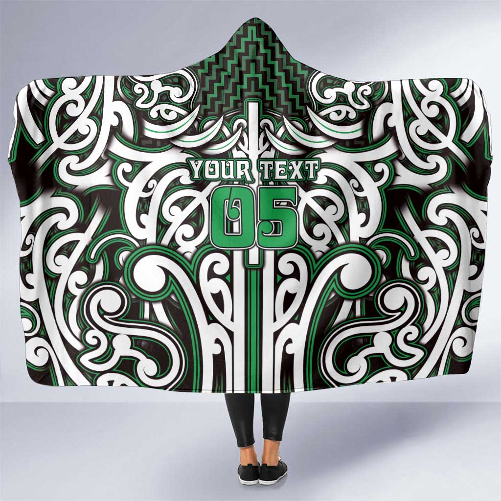 Custom Aotearoa Ngai Tahu Hooded Blanket Maori Tribal Pattern Mix Poutama LT05 One Size Green - Polynesian Pride