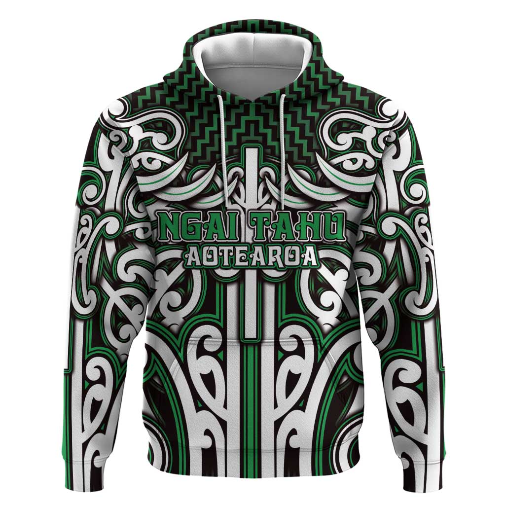 Custom Aotearoa Ngai Tahu Hoodie Maori Tribal Pattern Mix Poutama LT05 Pullover Hoodie Green - Polynesian Pride