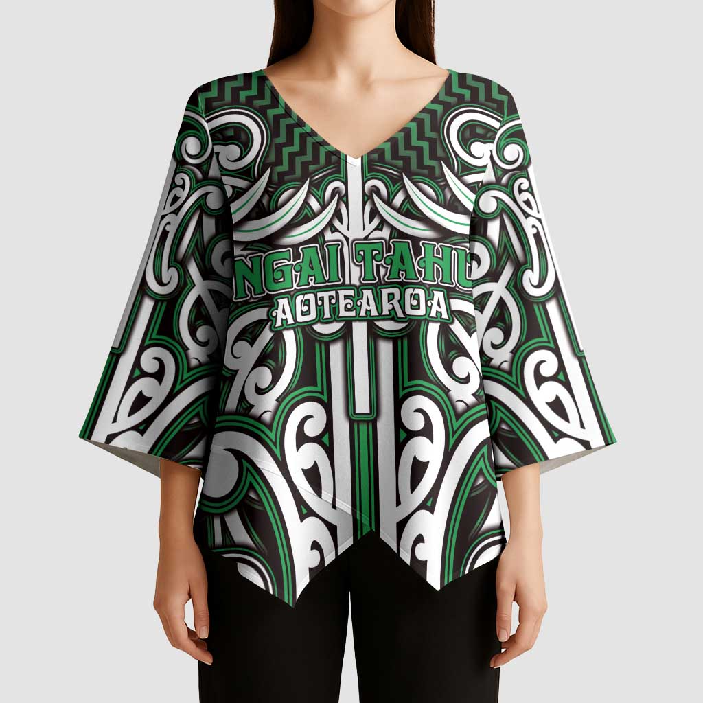 Custom Aotearoa Ngai Tahu Kimono Sleeve Blouse Maori Tribal Pattern Mix Poutama LT05 - Polynesian Pride