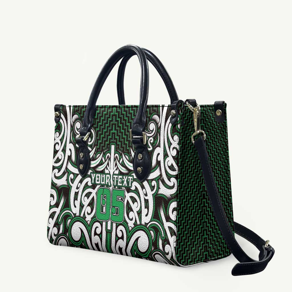 Custom Aotearoa Ngai Tahu Leather Bag Maori Tribal Pattern Mix Poutama LT05 Green - Polynesian Pride