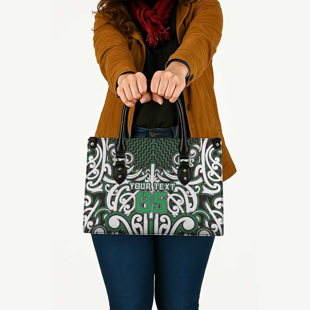 Custom Aotearoa Ngai Tahu Leather Bag Maori Tribal Pattern Mix Poutama