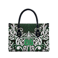 Custom Aotearoa Ngai Tahu Leather Bag Maori Tribal Pattern Mix Poutama