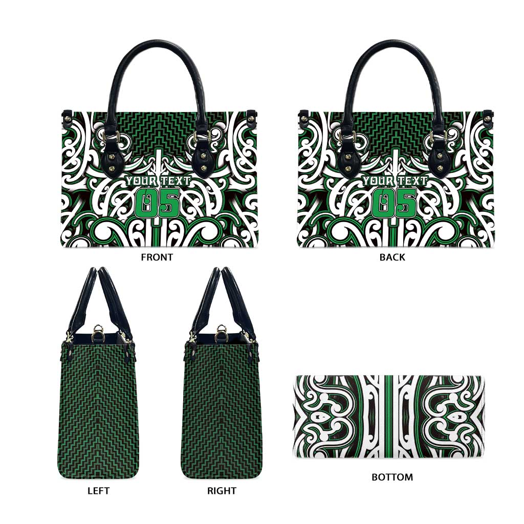 Custom Aotearoa Ngai Tahu Leather Bag Maori Tribal Pattern Mix Poutama