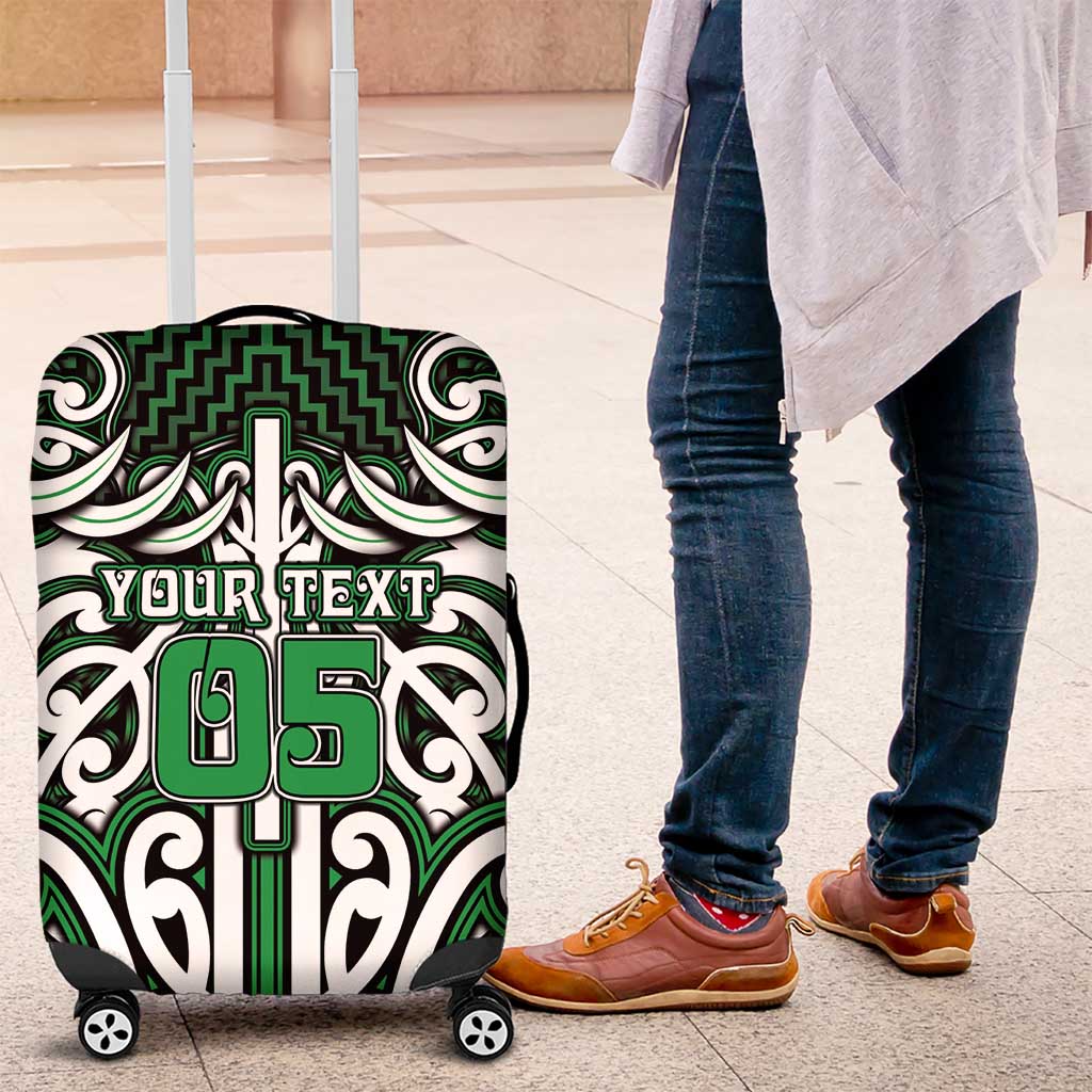 Custom Aotearoa Ngai Tahu Luggage Cover Maori Tribal Pattern Mix Poutama LT05 Green - Polynesian Pride