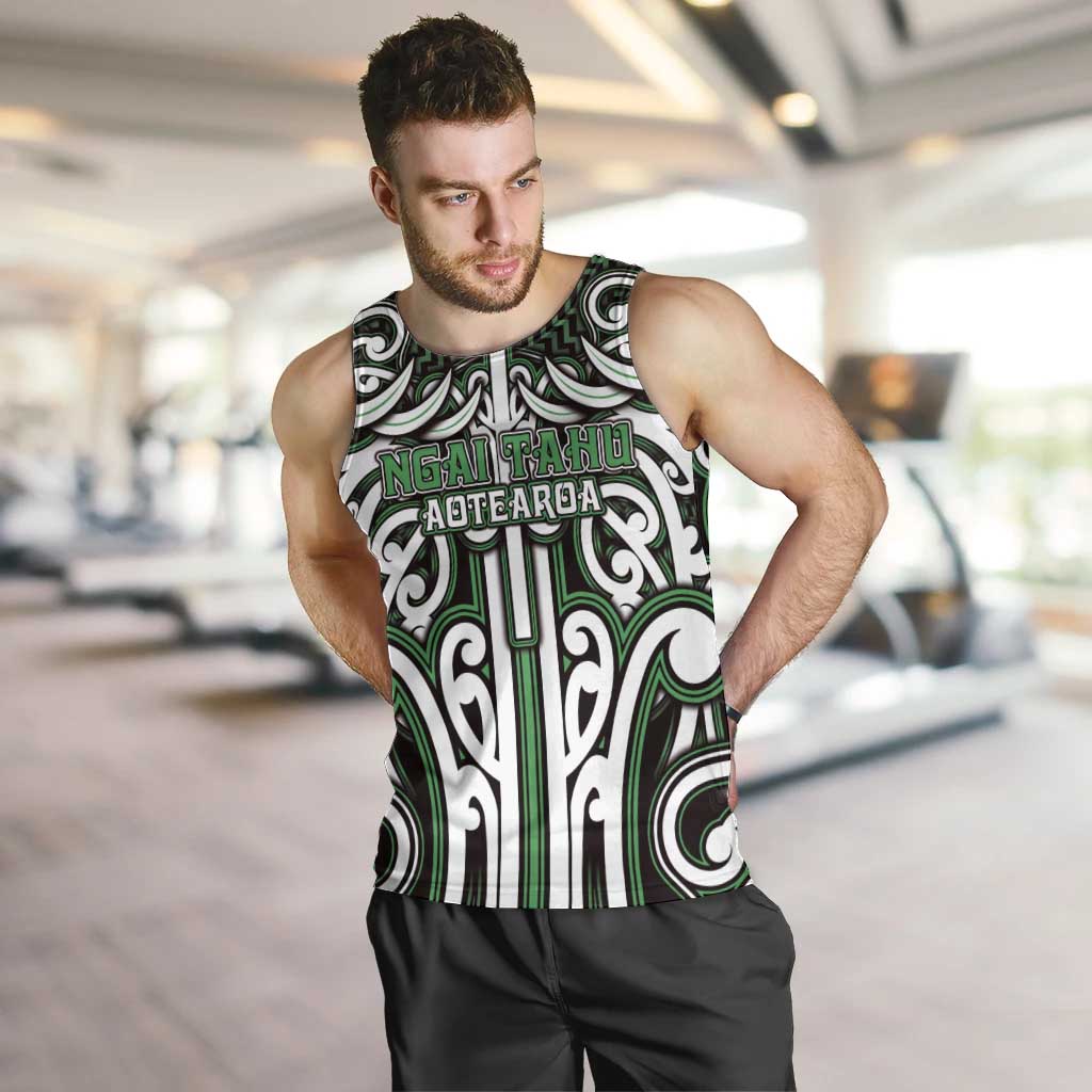 Custom Aotearoa Ngai Tahu Men Tank Top Maori Tribal Pattern Mix Poutama LT05 Green - Polynesian Pride