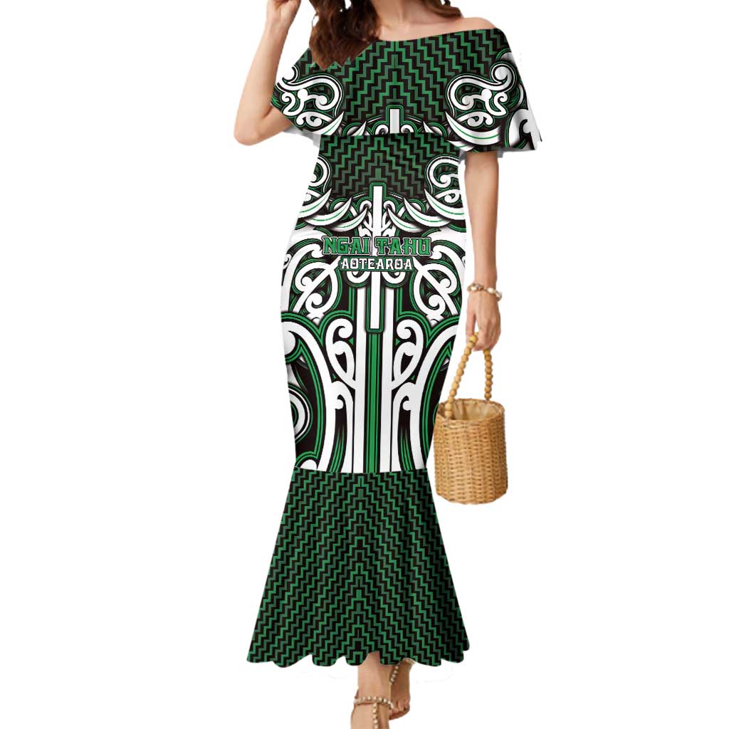 Custom Aotearoa Ngai Tahu Mermaid Dress Maori Tribal Pattern Mix Poutama