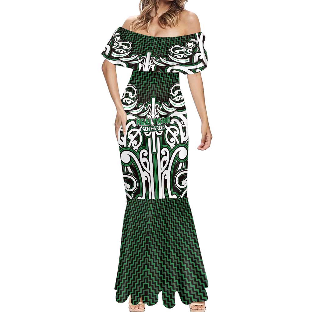 Custom Aotearoa Ngai Tahu Mermaid Dress Maori Tribal Pattern Mix Poutama