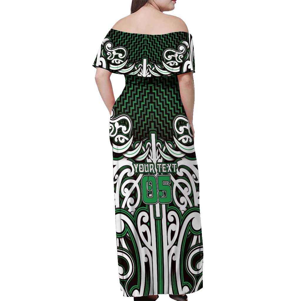 Custom Aotearoa Ngai Tahu Off Shoulder Maxi Dress Maori Tribal Pattern Mix Poutama LT05 - Polynesian Pride