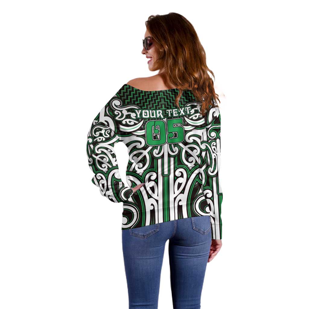 Custom Aotearoa Ngai Tahu Off Shoulder Sweater Maori Tribal Pattern Mix Poutama LT05 - Polynesian Pride