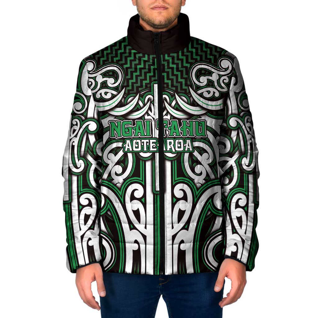 Custom Aotearoa Ngai Tahu Padded Jacket Maori Tribal Pattern Mix Poutama LT05 Men Green - Polynesian Pride