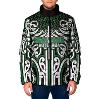 Custom Aotearoa Ngai Tahu Padded Jacket Maori Tribal Pattern Mix Poutama LT05 Men Green - Polynesian Pride