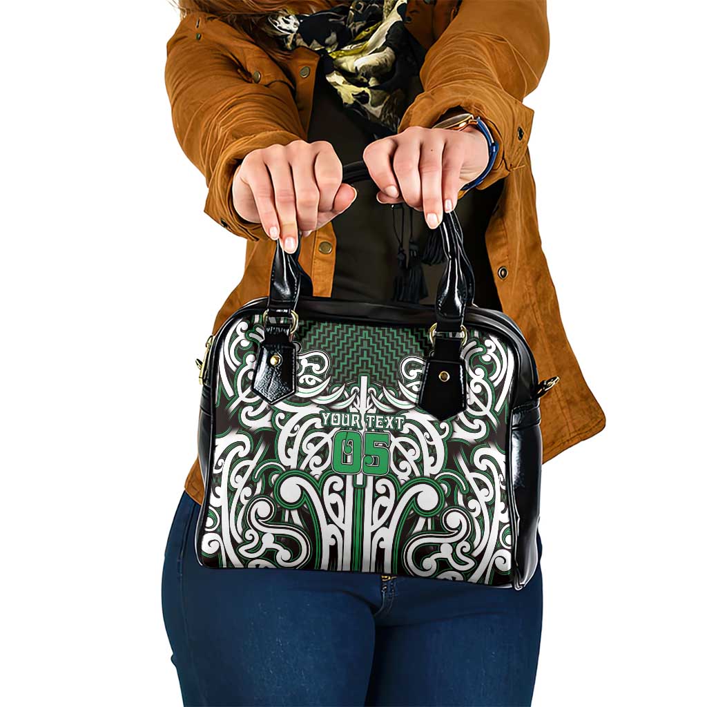 Custom Aotearoa Ngai Tahu Shoulder Handbag Maori Tribal Pattern Mix Poutama LT05 One Size Green - Polynesian Pride