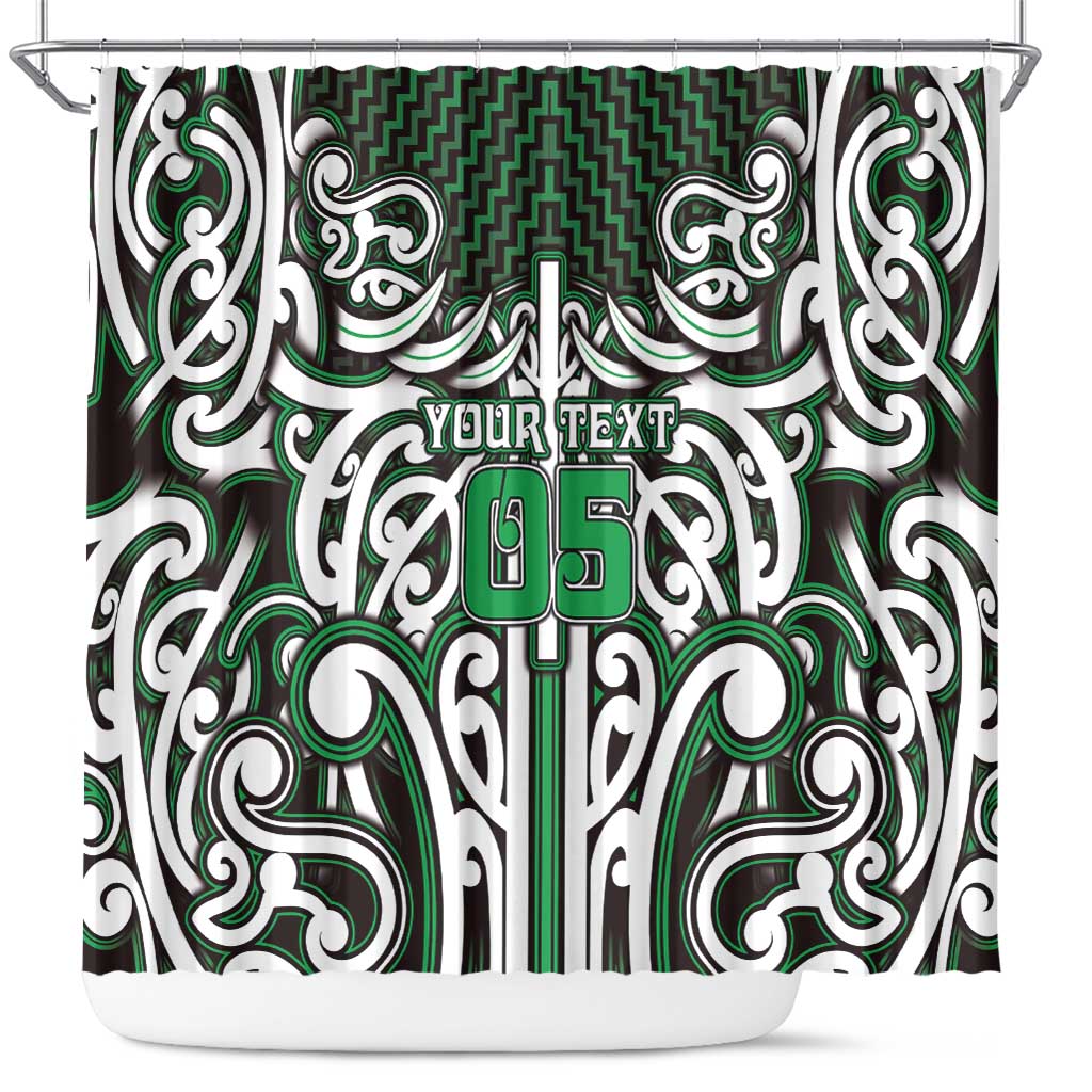 Custom Aotearoa Ngai Tahu Shower Curtain Maori Tribal Pattern Mix Poutama LT05 Green - Polynesian Pride