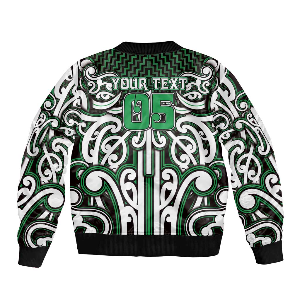 Custom Aotearoa Ngai Tahu Sleeve Zip Bomber Jacket Maori Tribal Pattern Mix Poutama LT05 - Polynesian Pride
