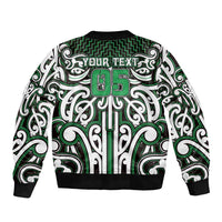 Custom Aotearoa Ngai Tahu Sleeve Zip Bomber Jacket Maori Tribal Pattern Mix Poutama LT05 - Polynesian Pride