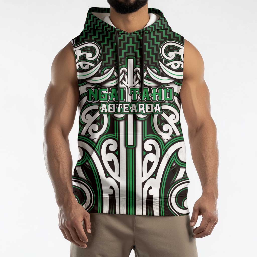 Custom Aotearoa Ngai Tahu Sleeveless Hoodie Maori Tribal Pattern Mix Poutama LT05 - Polynesian Pride