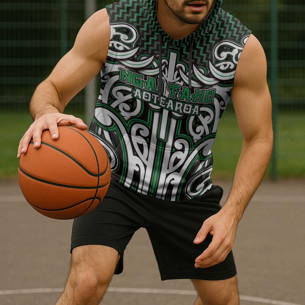 Custom Aotearoa Ngai Tahu Sleeveless Hoodie Maori Tribal Pattern Mix Poutama LT05 - Polynesian Pride