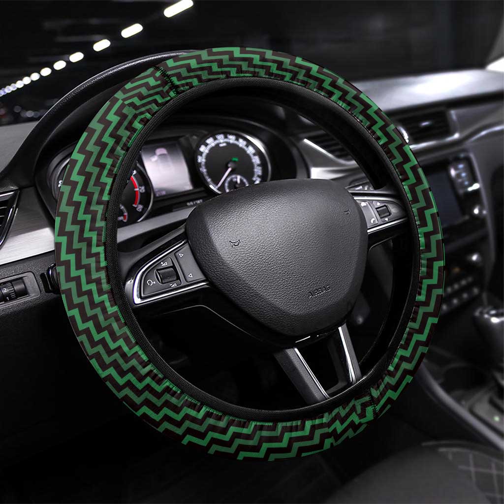 Aotearoa Ngai Tahu Steering Wheel Cover Maori Tribal Pattern Mix Poutama LT05 Universal Fit Green - Polynesian Pride