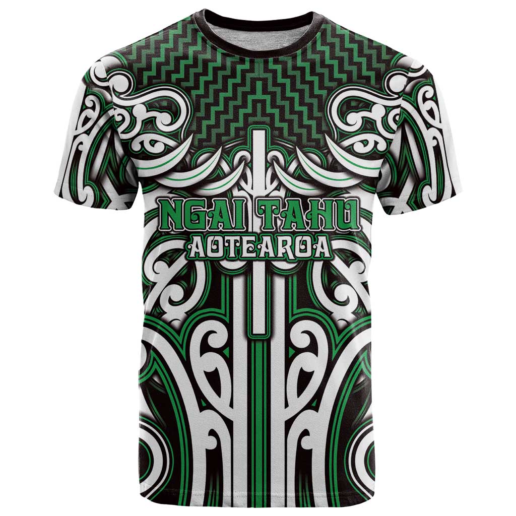 Custom Aotearoa Ngai Tahu T Shirt Maori Tribal Pattern Mix Poutama LT05 Green - Polynesian Pride