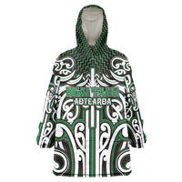 Custom Aotearoa Ngai Tahu Wearable Blanket Hoodie Maori Tribal Pattern Mix Poutama LT05 One Size Green - Polynesian Pride
