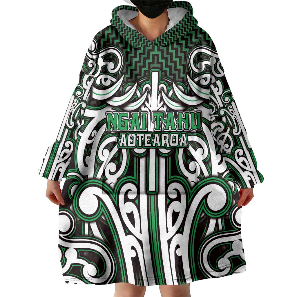 Custom Aotearoa Ngai Tahu Wearable Blanket Hoodie Maori Tribal Pattern Mix Poutama LT05 - Polynesian Pride