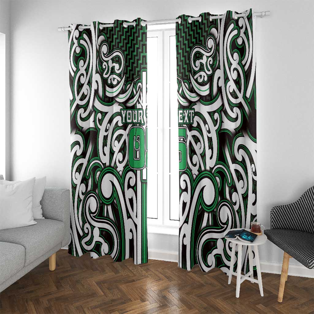 Custom Aotearoa Ngai Tahu Window Curtain Maori Tribal Pattern Mix Poutama LT05 With Grommets Green - Polynesian Pride