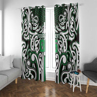 Custom Aotearoa Ngai Tahu Window Curtain Maori Tribal Pattern Mix Poutama LT05 With Grommets Green - Polynesian Pride