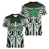 Custom Aotearoa Ngai Tahu Women V-Neck T-Shirt Maori Tribal Pattern Mix Poutama