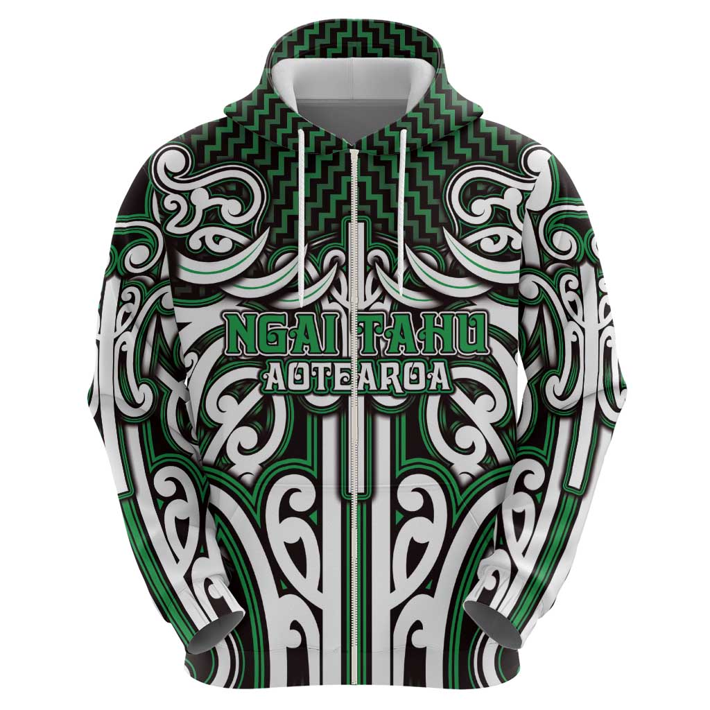 Custom Aotearoa Ngai Tahu Zip Hoodie Maori Tribal Pattern Mix Poutama LT05 - Polynesian Pride