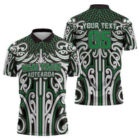 Custom Aotearoa Ngai Tahu Zipper Polo Shirt Maori Tribal Pattern Mix Poutama LT05 - Polynesian Pride