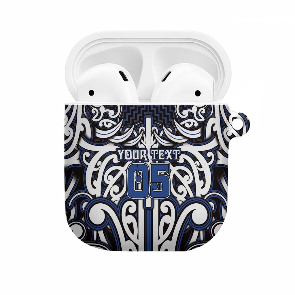 Custom Aotearoa Ngati Tuwharetoa AirPods Case Maori Tribal Pattern Mix Poutama LT05 Navy - Polynesian Pride