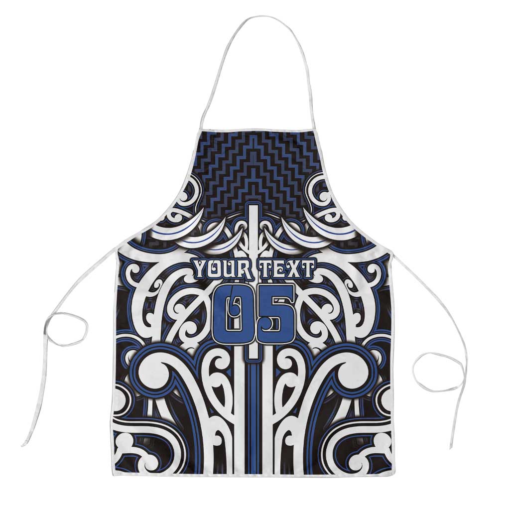 Custom Aotearoa Ngati Tuwharetoa Apron Maori Tribal Pattern Mix Poutama LT05 Navy - Polynesian Pride