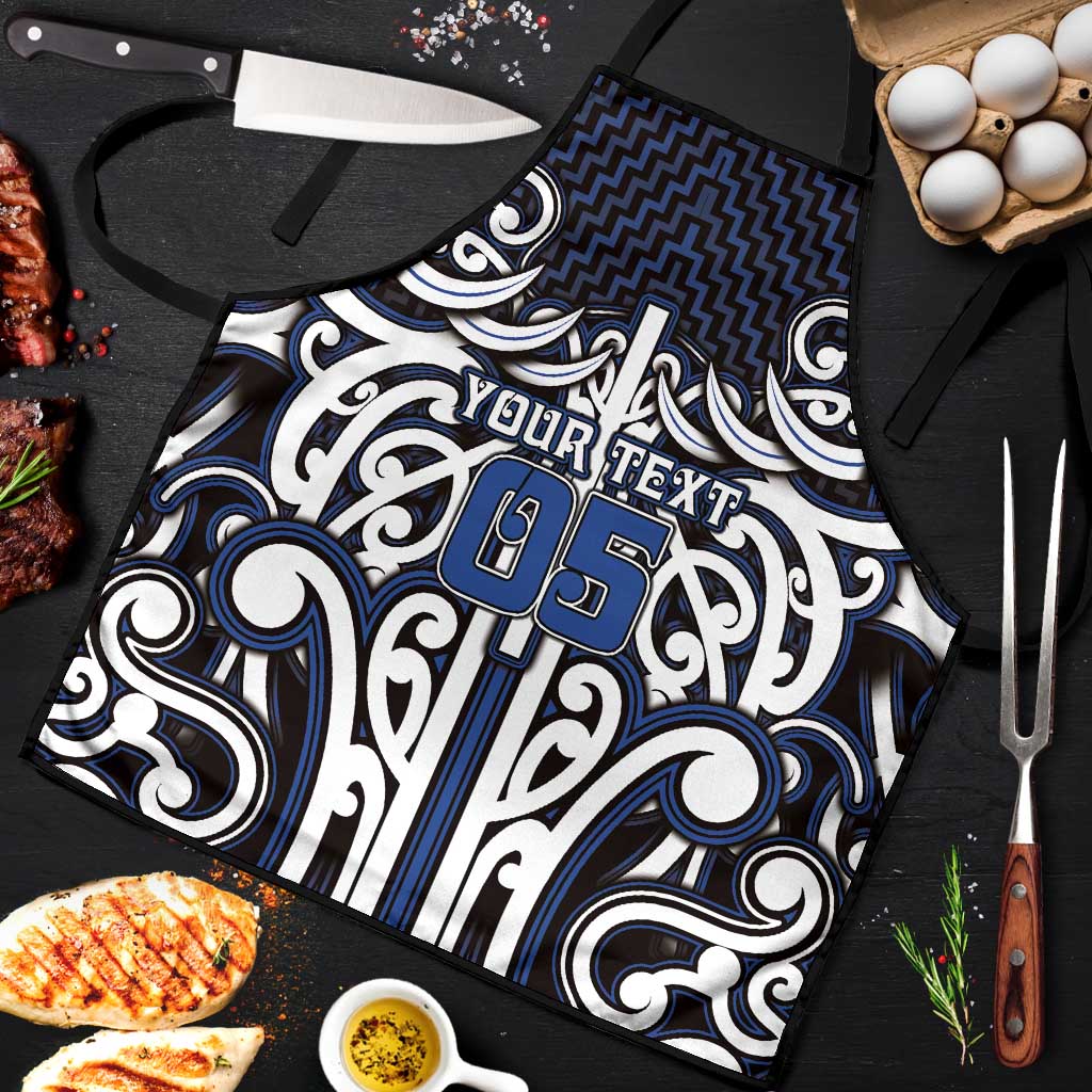 Custom Aotearoa Ngati Tuwharetoa Apron Maori Tribal Pattern Mix Poutama LT05 Navy - Polynesian Pride