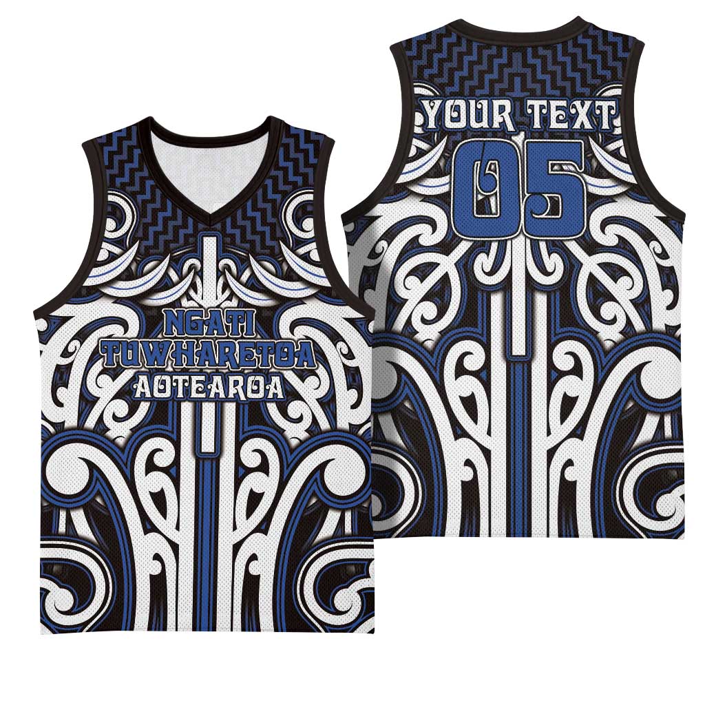 Custom Aotearoa Ngati Tuwharetoa Basketball Jersey Maori Tribal Pattern Mix Poutama LT05 - Polynesian Pride