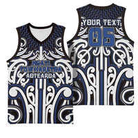 Custom Aotearoa Ngati Tuwharetoa Basketball Jersey Maori Tribal Pattern Mix Poutama LT05 - Polynesian Pride