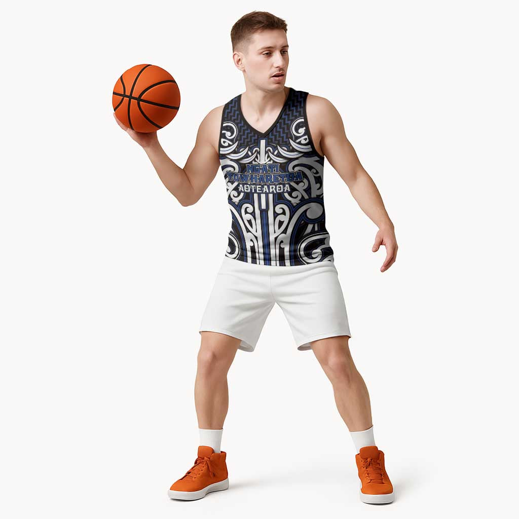Custom Aotearoa Ngati Tuwharetoa Basketball Jersey Maori Tribal Pattern Mix Poutama LT05 - Polynesian Pride