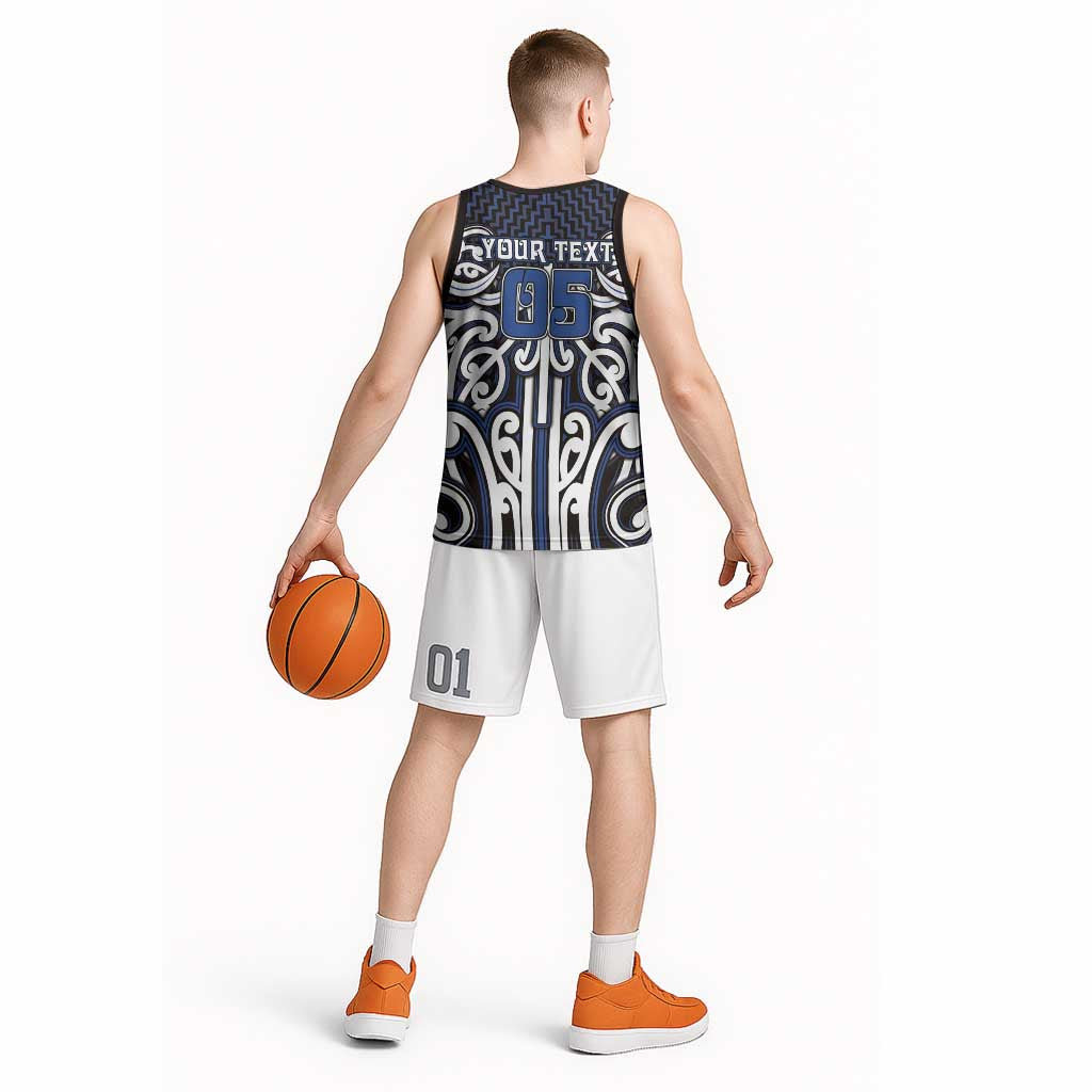 Custom Aotearoa Ngati Tuwharetoa Basketball Jersey Maori Tribal Pattern Mix Poutama LT05 - Polynesian Pride