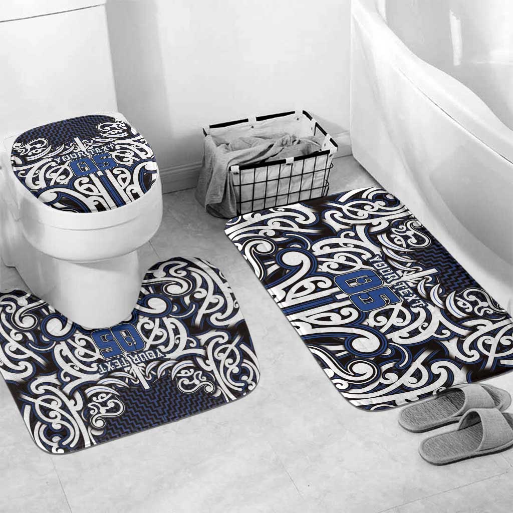 Custom Aotearoa Ngati Tuwharetoa Bathroom Set Maori Tribal Pattern Mix Poutama LT05 Mat Set Only (3 pcs) One Size Navy - Polynesian Pride