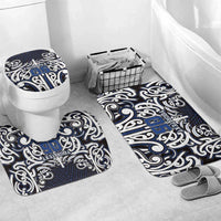 Custom Aotearoa Ngati Tuwharetoa Bathroom Set Maori Tribal Pattern Mix Poutama LT05 Mat Set Only (3 pcs) One Size Navy - Polynesian Pride