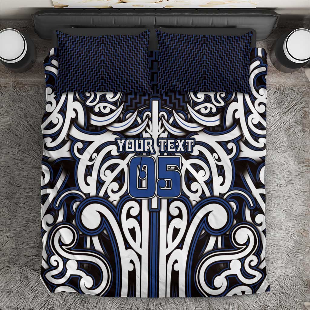 Custom Aotearoa Ngati Tuwharetoa Bedding Set Maori Tribal Pattern Mix Poutama LT05 Navy - Polynesian Pride