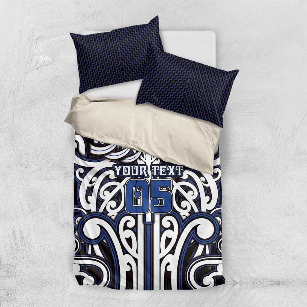 Custom Aotearoa Ngati Tuwharetoa Bedding Set Maori Tribal Pattern Mix Poutama LT05 US Twin 172cm x 218cm Navy - Polynesian Pride
