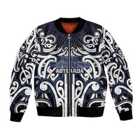 Custom Aotearoa Ngati Tuwharetoa Bomber Jacket Maori Tribal Pattern Mix Poutama LT05 Unisex Navy - Polynesian Pride
