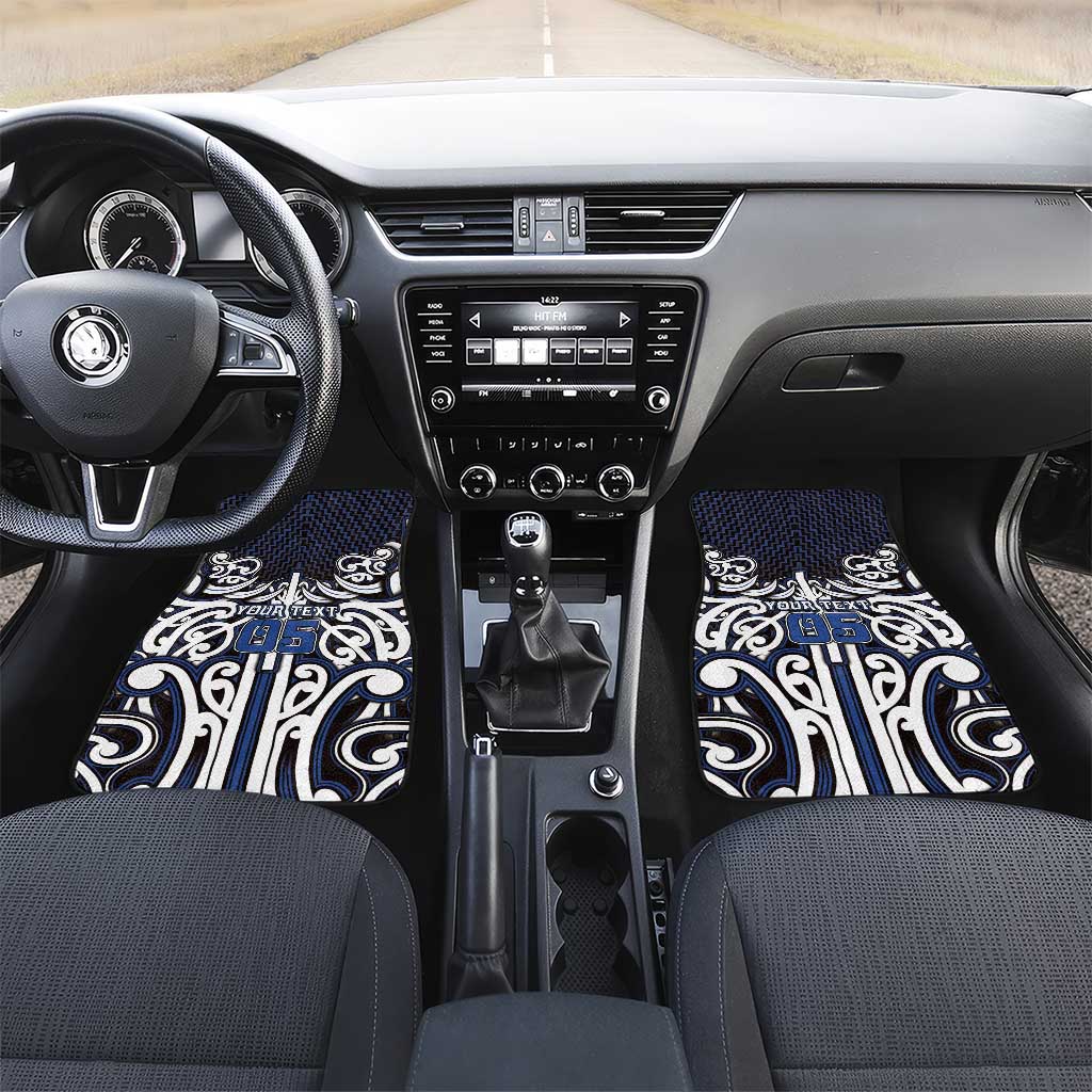 Custom Aotearoa Ngati Tuwharetoa Car Mats Maori Tribal Pattern Mix Poutama LT05 Set 2pcs - Front Navy - Polynesian Pride